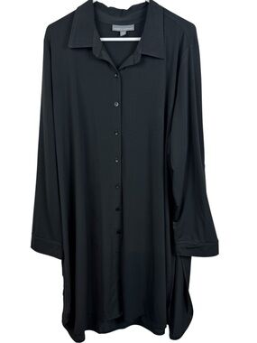 Jessica London 22/24 Plus size Black button down long sleeve Stretch tunic shirt